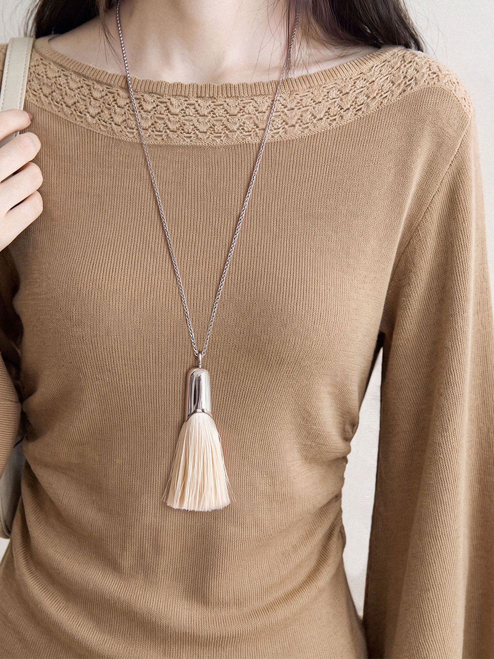 Women's Off-Shoulder Flared Sleeve Knit Sweater 2026 Fall - Image 4