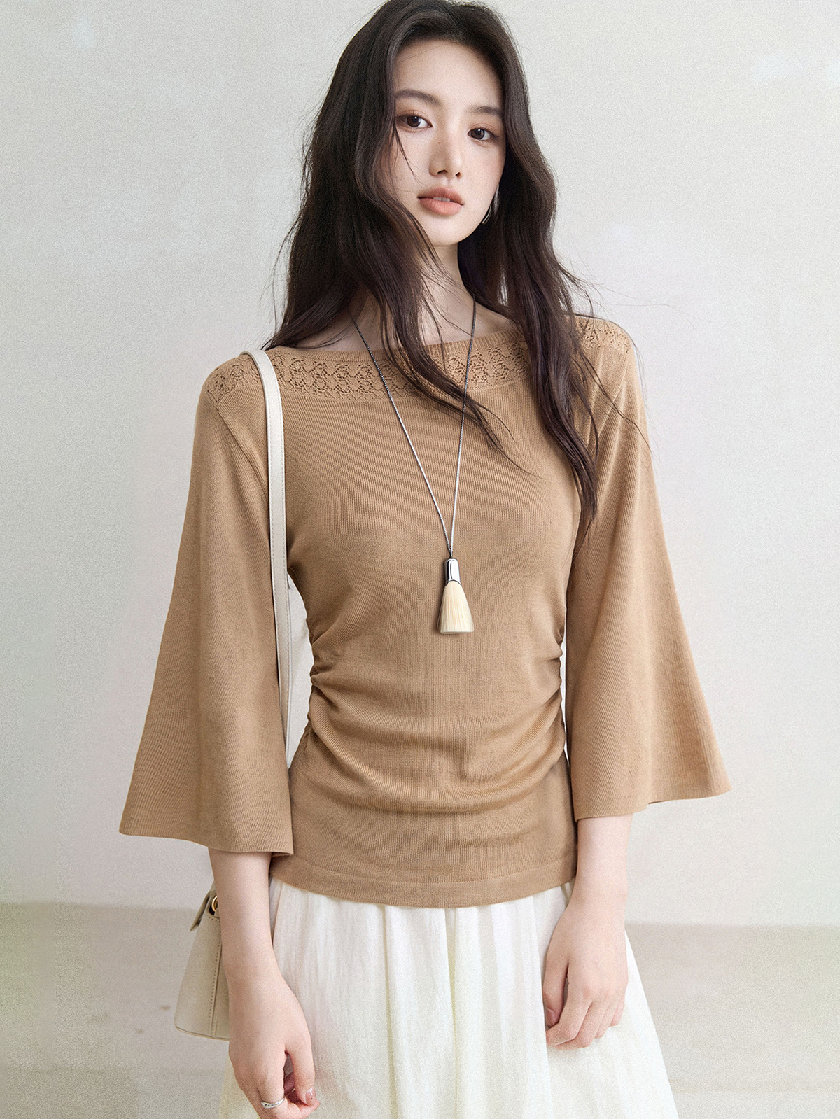 Women's Off-Shoulder Flared Sleeve Knit Sweater 2026 Fall
